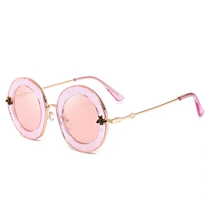 Foreign fashion round sunglasses newest letter bee oversized sunglasses female EU and US trend street style women sunglasses