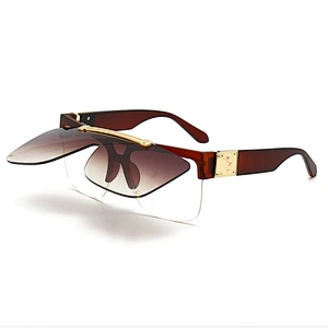 2021 newest fashion modern retro flip up sunglasses women men eyewear shade vintage sun glasses wholesale custom goggles