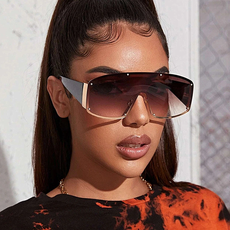 2021 newest fashion Siamese big frame stud sunglasses women men eyewear shade vintage sun glasses wholesale custom goggles