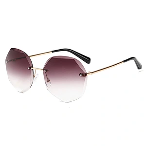 Anti-UV 2021 newest fashion colorful rimless metal sunglasses women men eyewear shade sun glasses wholesale custom goggles