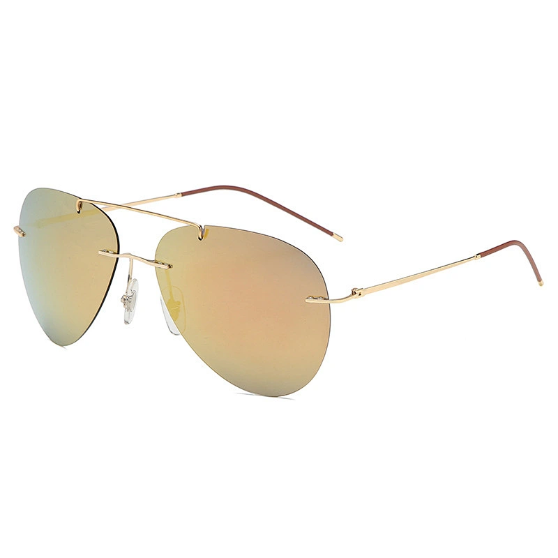 2021 newest fashion titanium rimless oval sunglasses polarized women men eyewear shade sun glasses wholesale custom goggles