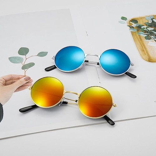 Retro round frame colorful vintage fashion kids boy trendy sunglasses girls 2021 manufacture for custom UV sun glasses