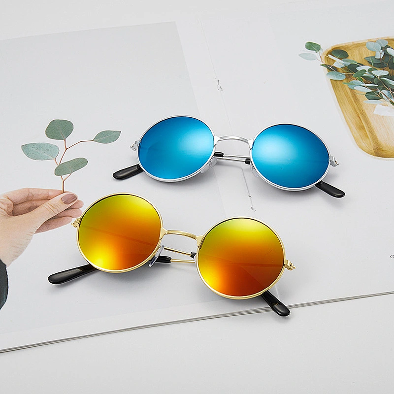 Retro round frame colorful vintage fashion kids boy trendy sunglasses girls 2021 manufacture for custom UV sun glasses