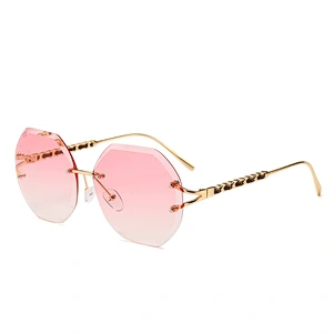 Explosion Diamond Cut Rope Imitation Leather Decorative rimless Sunglasses Street Style Modern Retro Sunglasses sun glasses