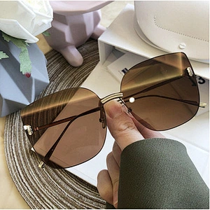 fashion rimless retro round sunglasses women men newest shades cat eye sun glasses  wholesale custom eyewear 2021 trendy goggle