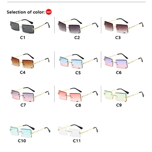Rimless women men newest shades retro square sun glasses  wholesale custom eyewear 2021 trendy  sunglasses