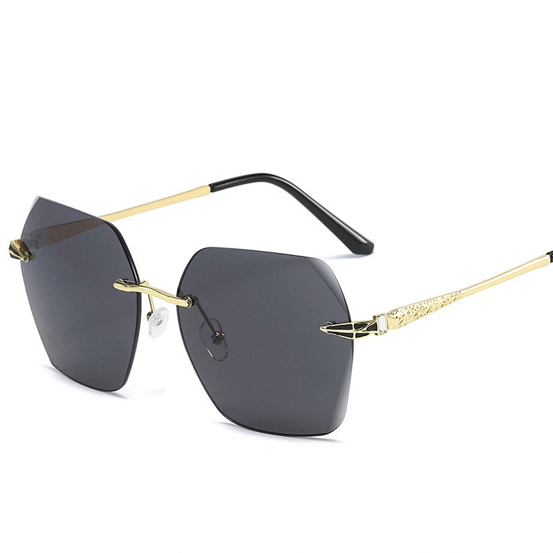 Rimless trimming personality ladies polygon gradient sunglasses women men eyewear shade sun glasses wholesale custom goggles
