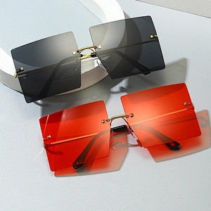 2021 Newest fashion simple square rimless elegant sunglasses women men eyewear shade sun glasses wholesale custom goggles