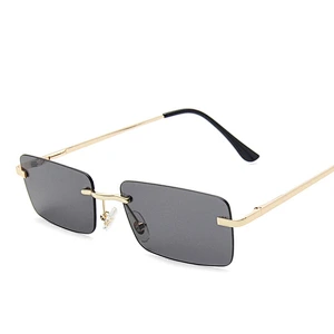 2021 newest fashion rimless square spring arm sunglasses women men eyewear shade vintage sun glasses wholesale custom goggle