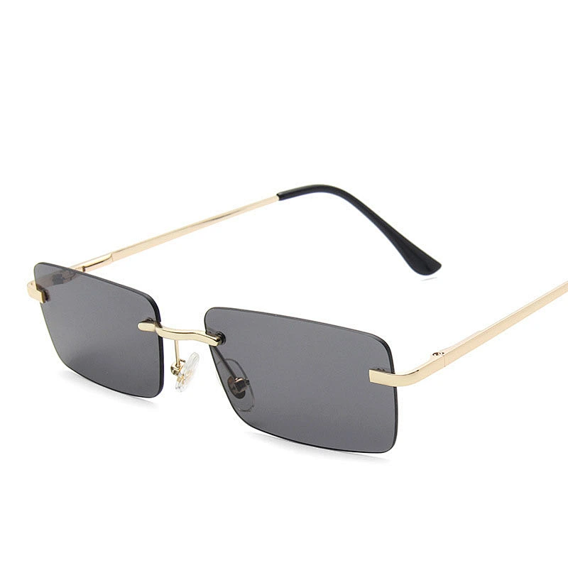 2021 newest fashion rimless square spring arm sunglasses women men eyewear shade vintage sun glasses wholesale custom goggle