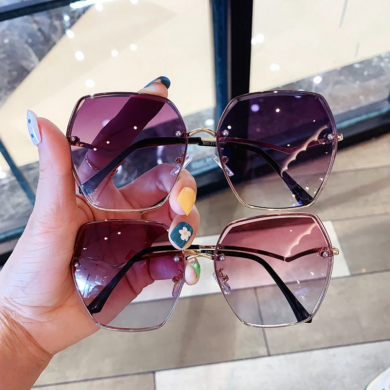 fashion rimless retro round sunglasses women men newest shades sun glasses oversized wholesale custom eyewear 2021 trendy goggle