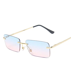 2021 newest fashion rimless square spring arm sunglasses women men eyewear shade vintage sun glasses wholesale custom goggle