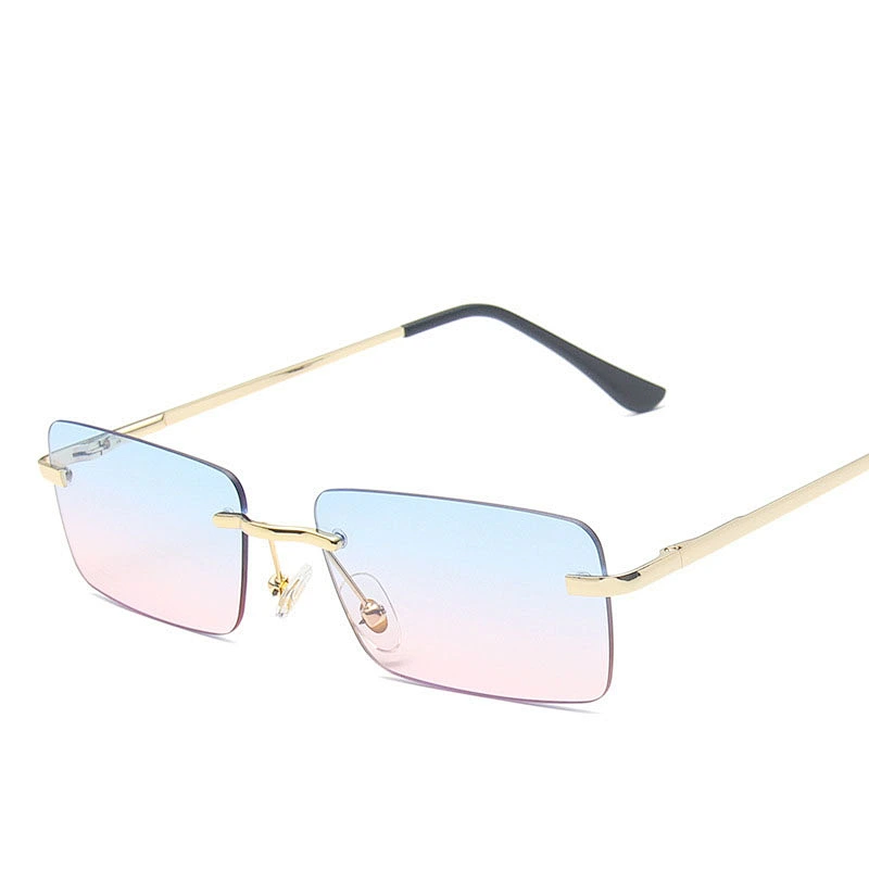 2021 newest fashion rimless square spring arm sunglasses women men eyewear shade vintage sun glasses wholesale custom goggle