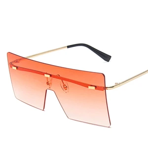 2021 newest fashion oversize rimless square sunglasses women men eyewear shade vintage sun glasses wholesale custom goggles