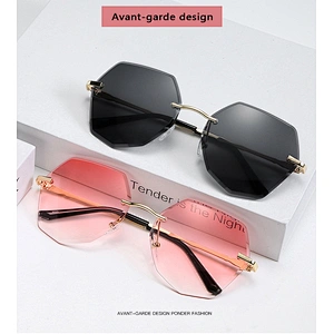 Newest ladies rimless trimming anti UV rhinestone sunglasses women men eyewear shade sun glasses wholesale custom goggles