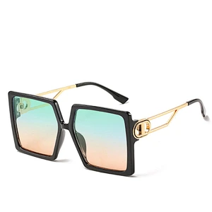 Newest fashion custom square big frame trendy gradient colorful sunglasses wholesale men women shade vintage sun glasses