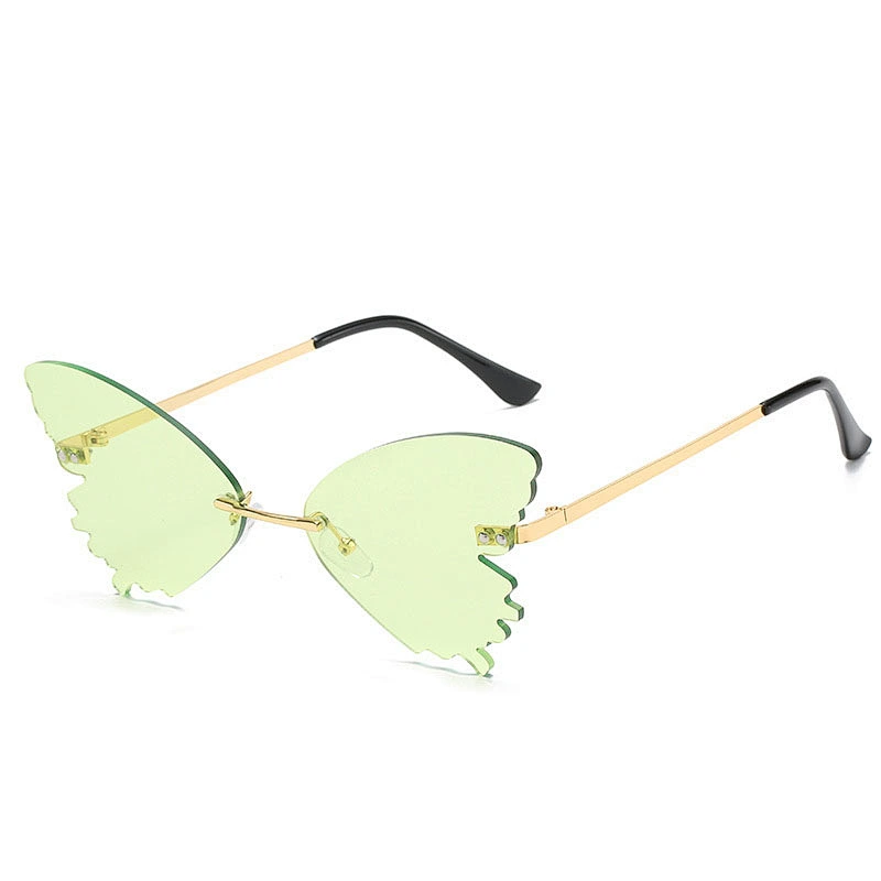2021 newest fashion butterfly shape rimless colorful sunglasses women men eyewear shade sun glasses wholesale custom goggles
