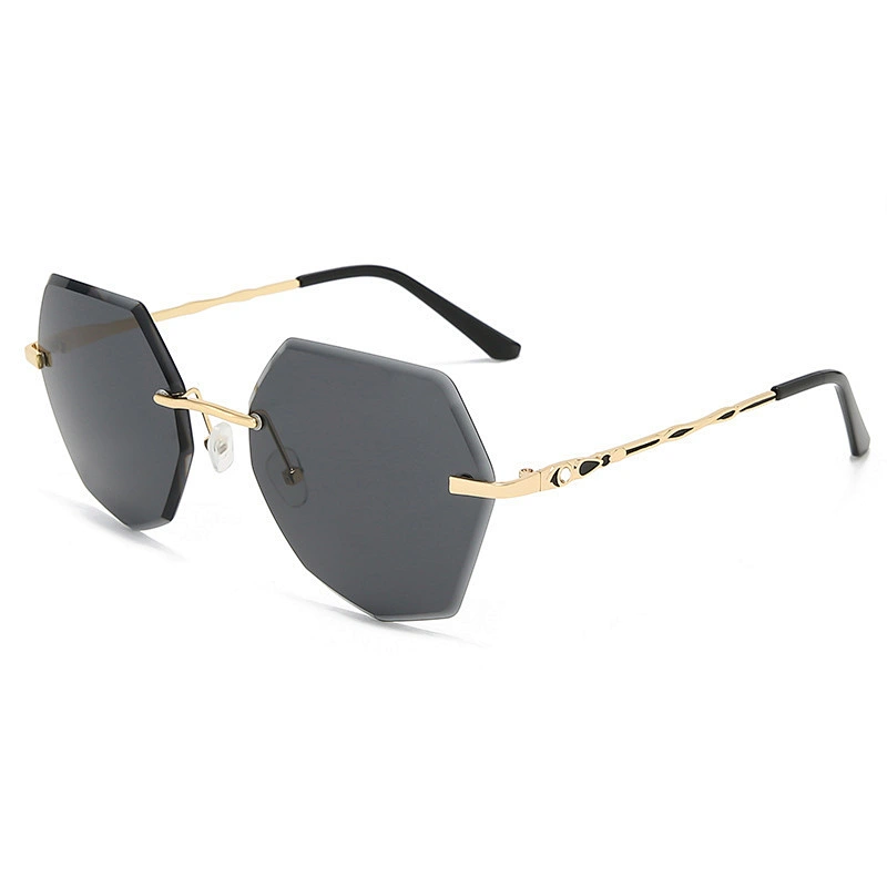 Newest ladies rimless trimming anti UV rhinestone sunglasses women men eyewear shade sun glasses wholesale custom goggles