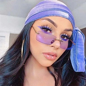 2021 newest fashion square small frame rimless sunglasses women men eyewear shade vintage sun glasses wholesale custom goggles