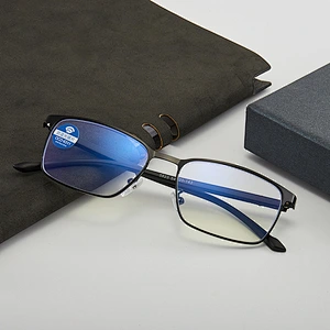 Metal anti-blue reading glasses for elderly men reading glasses for business farsightedness reading glasses
