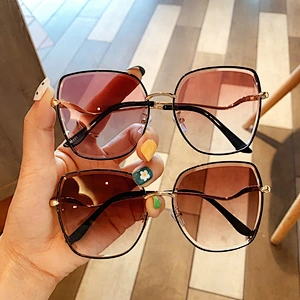 fashion rimless retro sunglasses women men newest shades oversized  sun glasses  wholesale custom eyewear 2021 trendy goggle