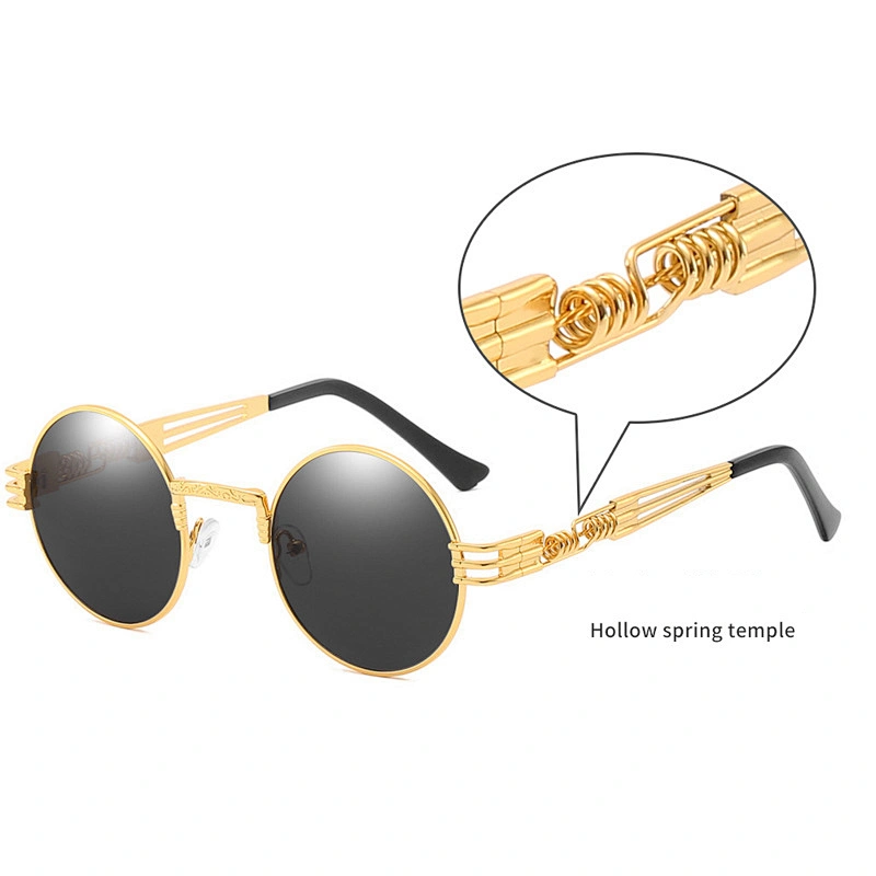 2021 newest fashion round steam punk metal spring legs sunglasses women men eyewear shade sun glasses wholesale custom goggles