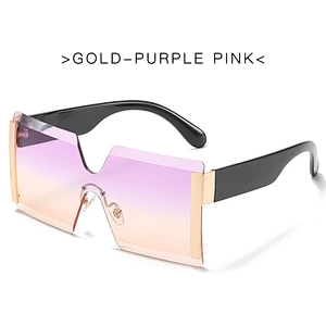 2021 newest fashion trendy rimless one-piece oversize sunglasses women men eyewear shade sun glasses wholesale custom goggles