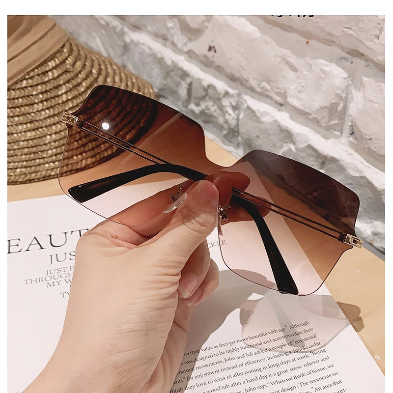 rimless half transparent sunglasses women men newest shades sun glasses oversized wholesale custom eyewear 2021 trendy goggle