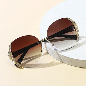 fashion rimless diamond luxury sunglasses women men newest shades retro sun glasses  wholesale custom eyewear 2021 trendy goggle