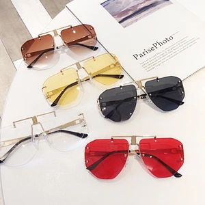fashionable rimless retro sunglasses women men newest shades round sun glasses wholesale custom eyewear 2021 trendy goggle