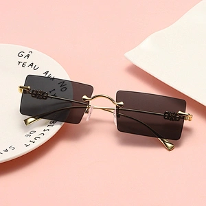 Newest fashion rimless trimming small square ladies sunglasses women men eyewear shade sun glasses wholesale custom goggles