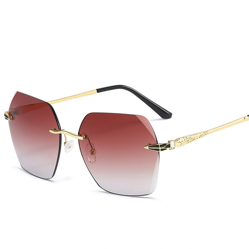 Rimless trimming personality ladies polygon gradient sunglasses women men eyewear shade sun glasses wholesale custom goggles