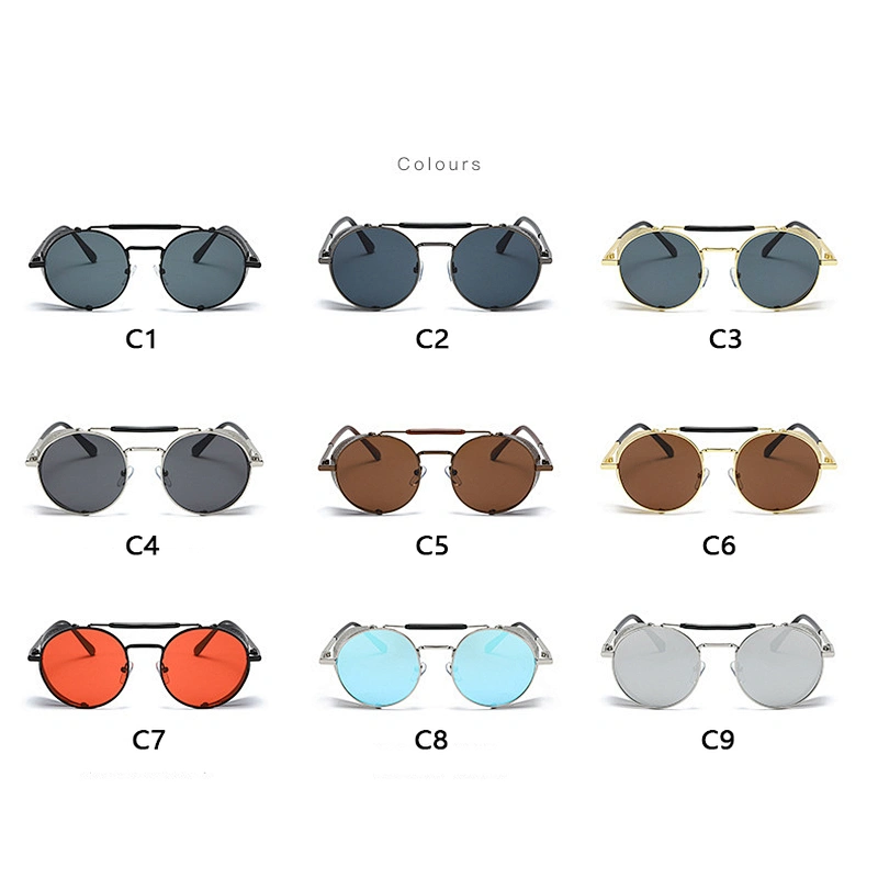 fashionable steampunk sunglasses women men newest shades retro round sun glasses wholesale custom eyewear 2021 trendy goggle