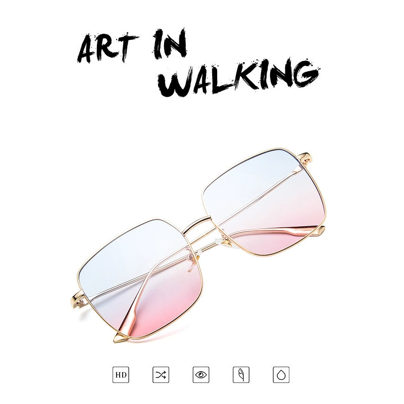 2021 newest fashion metal square oversize trendy sunglasses women men eyewear shade vintage sun glasses wholesale custom goggles