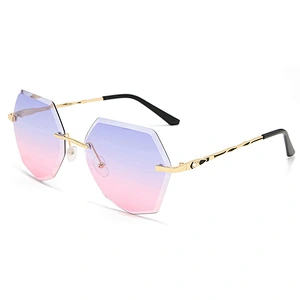 Newest ladies rimless trimming anti UV rhinestone sunglasses women men eyewear shade sun glasses wholesale custom goggles