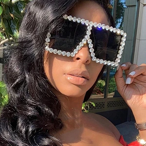 2021 newest fashion rhinestone square big frame sunglasses women men eyewear shade vintage sun glasses wholesale custom goggles