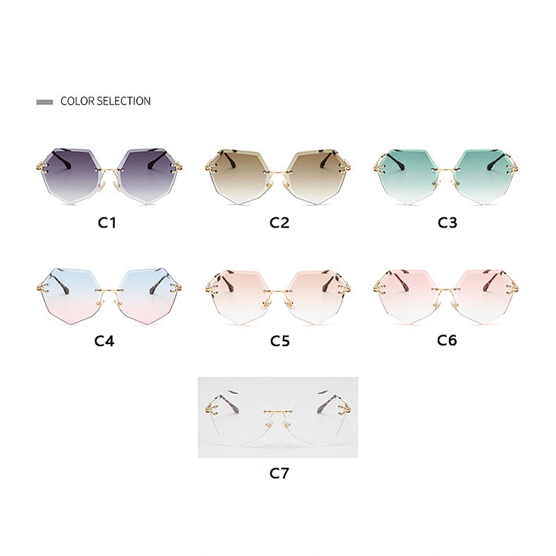 fashionable 2021 luxury metal rimless sunglasses newest women men shades UV sun glasses wholesale custom eyewear trendy goggle