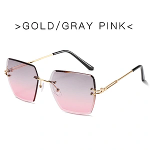2021 newest fashion rimless polygonal gradient sunglasses women men eyewear shade vintage sun glasses wholesale custom goggles