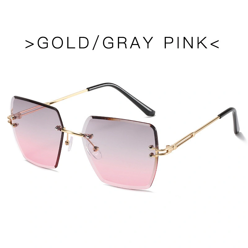 2021 newest fashion rimless polygonal gradient sunglasses women men eyewear shade vintage sun glasses wholesale custom goggles