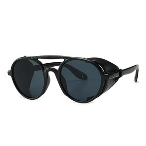 Vintage Round Steampunk Sunglasses W/ Side Shields