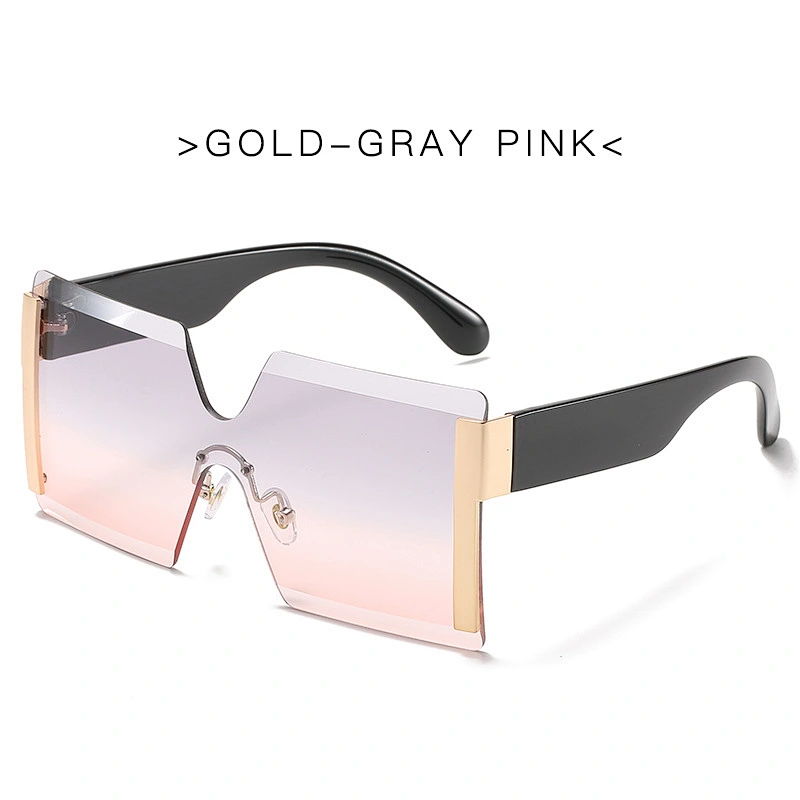 2021 newest fashion trendy rimless one-piece oversize sunglasses women men eyewear shade sun glasses wholesale custom goggles