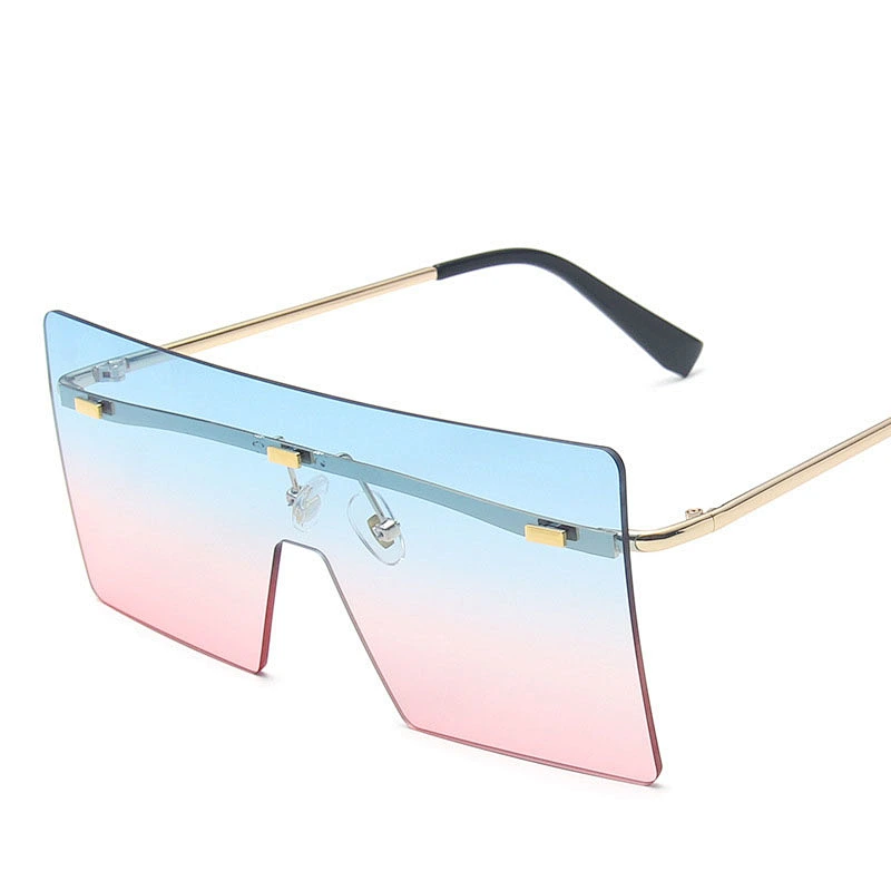 2021 newest fashion oversize rimless square sunglasses women men eyewear shade vintage sun glasses wholesale custom goggles