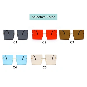2021 Newest fashion simple square rimless elegant sunglasses women men eyewear shade sun glasses wholesale custom goggles