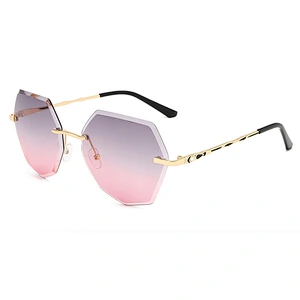 Newest ladies rimless trimming anti UV rhinestone sunglasses women men eyewear shade sun glasses wholesale custom goggles