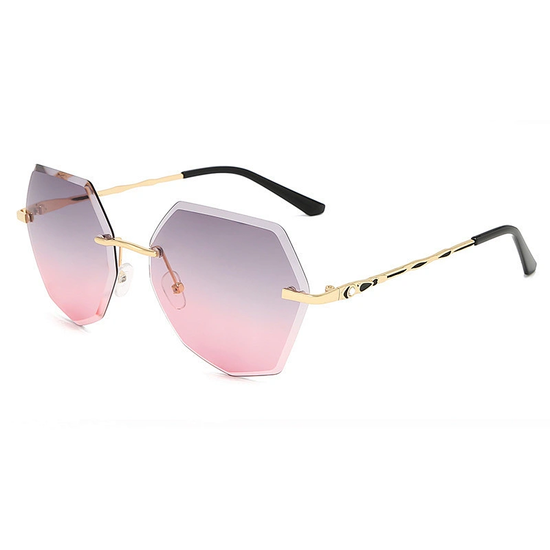 Newest ladies rimless trimming anti UV rhinestone sunglasses women men eyewear shade sun glasses wholesale custom goggles