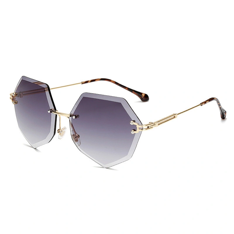 fashionable 2021 luxury metal rimless sunglasses newest women men shades UV sun glasses wholesale custom eyewear trendy goggle