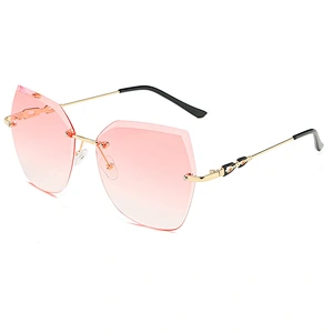 Newest fashion ladies rimless trimming UV400 gradient sunglasses women men eyewear shade sun glasses wholesale custom goggles