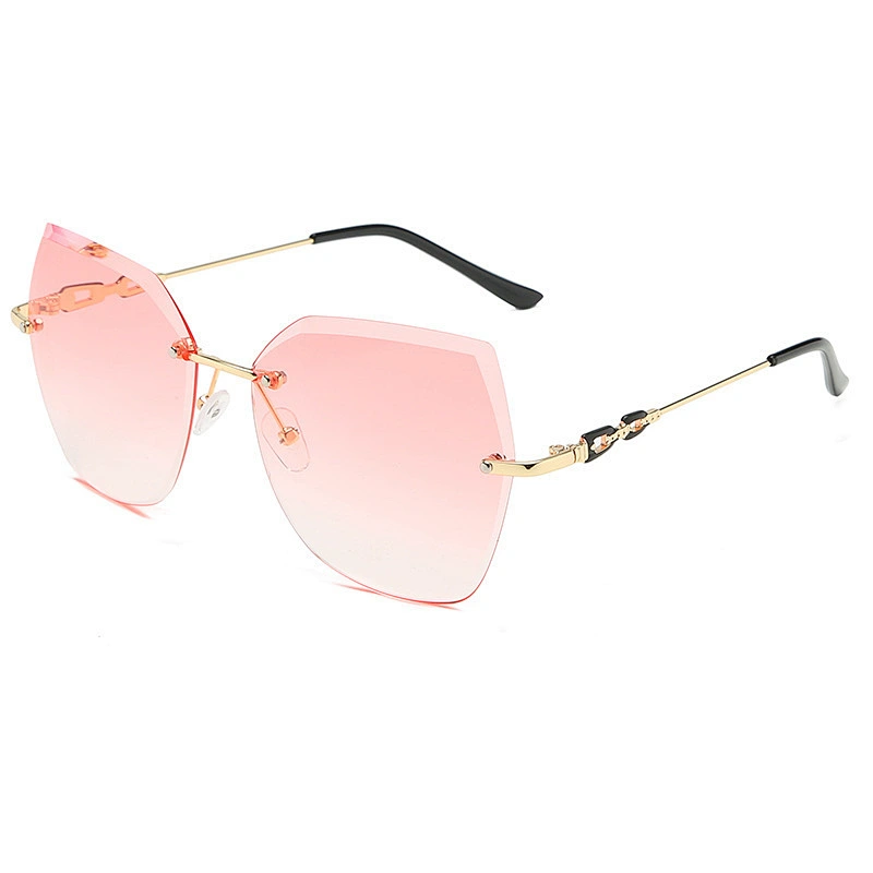 Newest fashion ladies rimless trimming UV400 gradient sunglasses women men eyewear shade sun glasses wholesale custom goggles