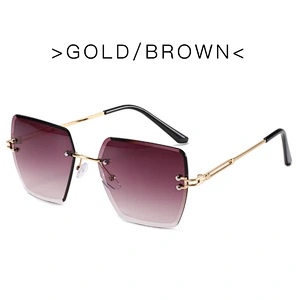 2021 newest fashion rimless polygonal gradient sunglasses women men eyewear shade vintage sun glasses wholesale custom goggles