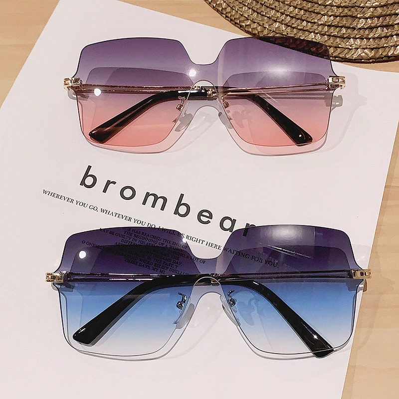 rimless half transparent sunglasses women men newest shades sun glasses oversized wholesale custom eyewear 2021 trendy goggle